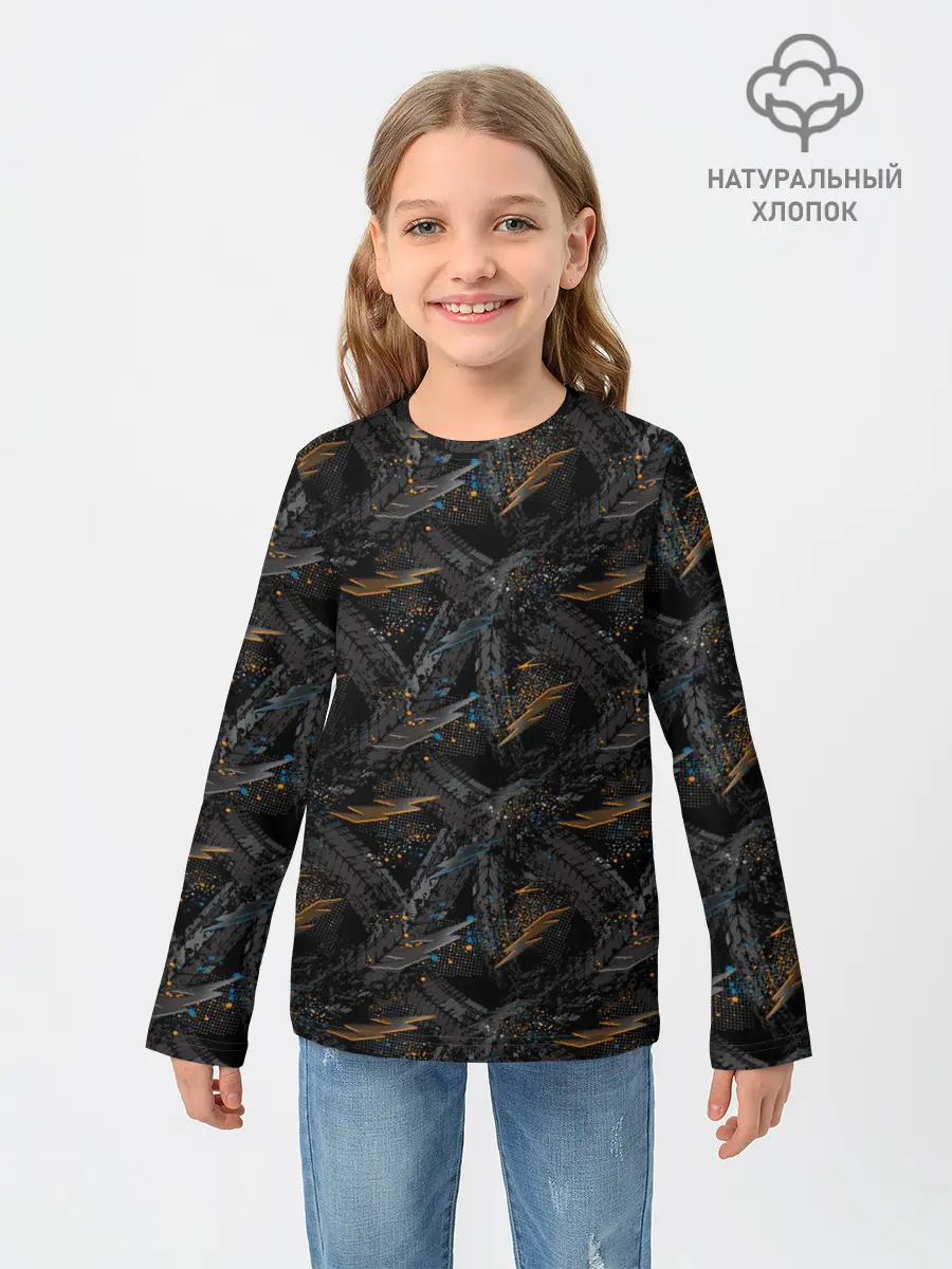 Детский лонгслив / Следы шин велосипеда