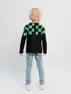 Детский лонгслив / Kamado Tanjiro зеленые квадраты