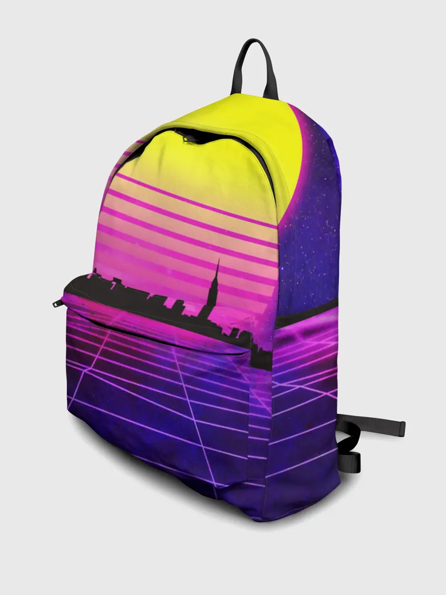 Рюкзак джинсовый / ГОРОД В НЕОНЕ