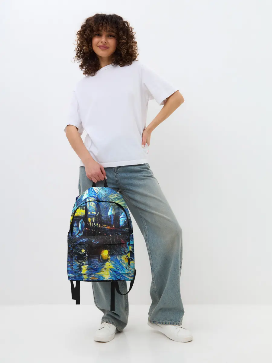 Рюкзак джинсовый / Картина в стиле Вангога