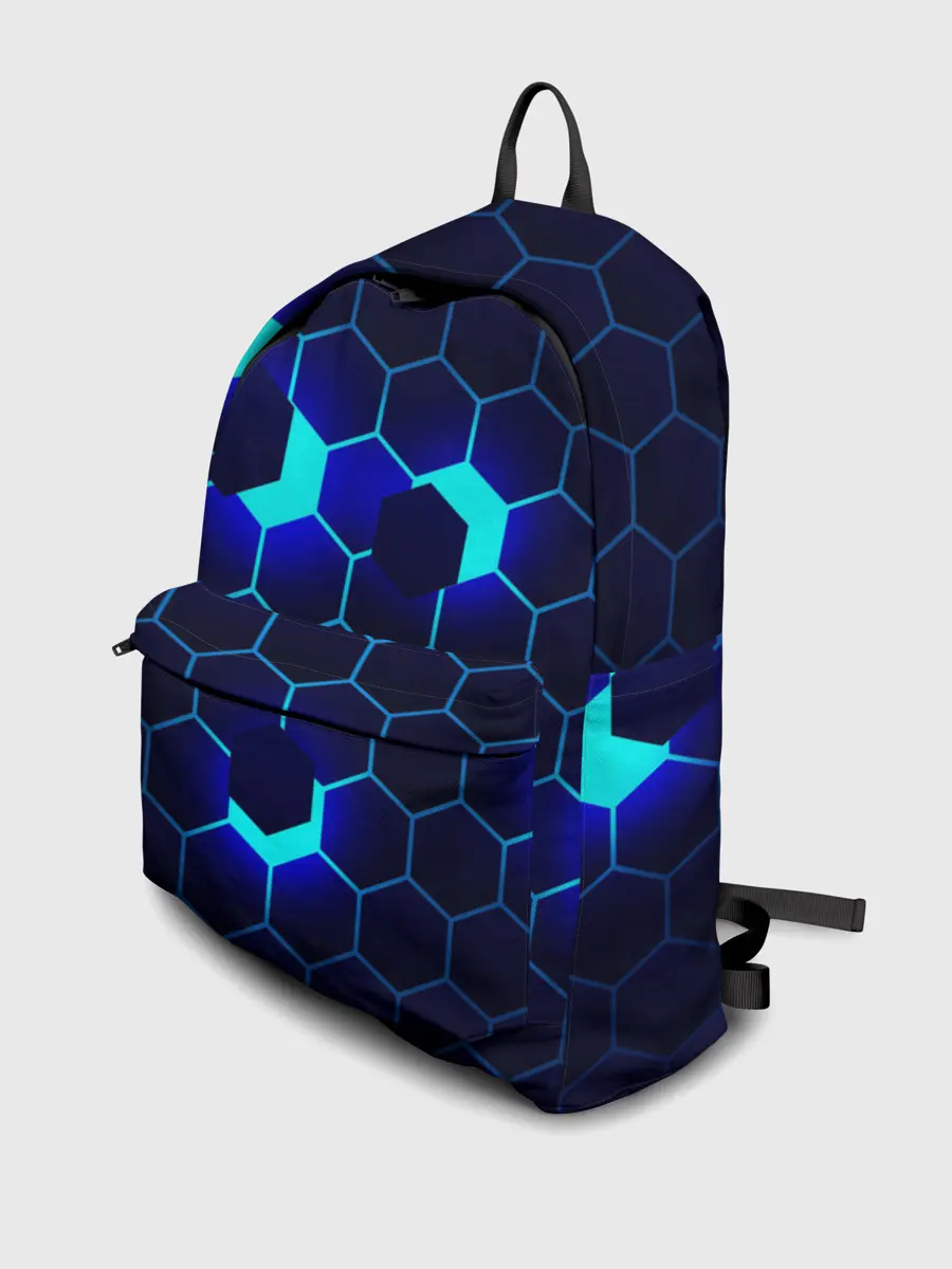 Рюкзак джинсовый / СИНИЕ СОТЫ В НЕОНЕ