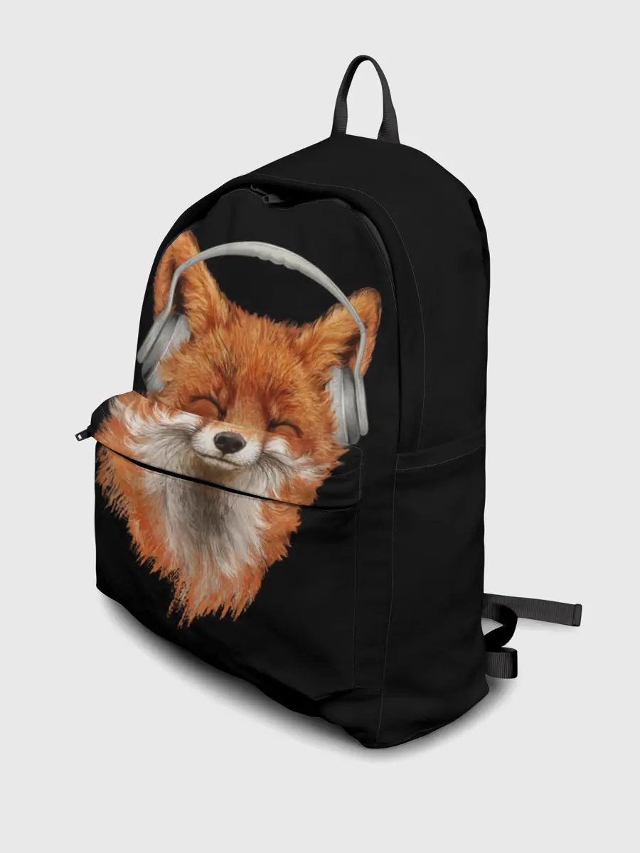 Рюкзак джинсовый / Лиса в наушниках