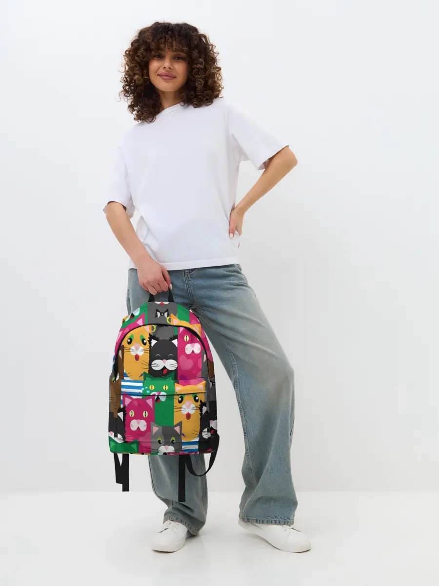 Рюкзак джинсовый / Голодные котики.