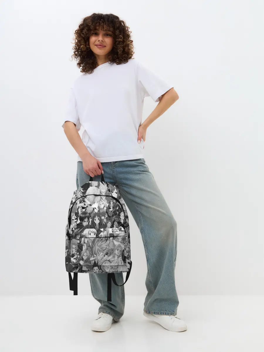 Рюкзак джинсовый / МНОГО ЧЕРНО-БЕЛЫХ АНИМЕ ДЕВОЧЕК