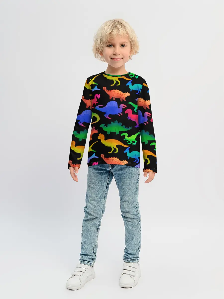Детский лонгслив / Яркие динозавры