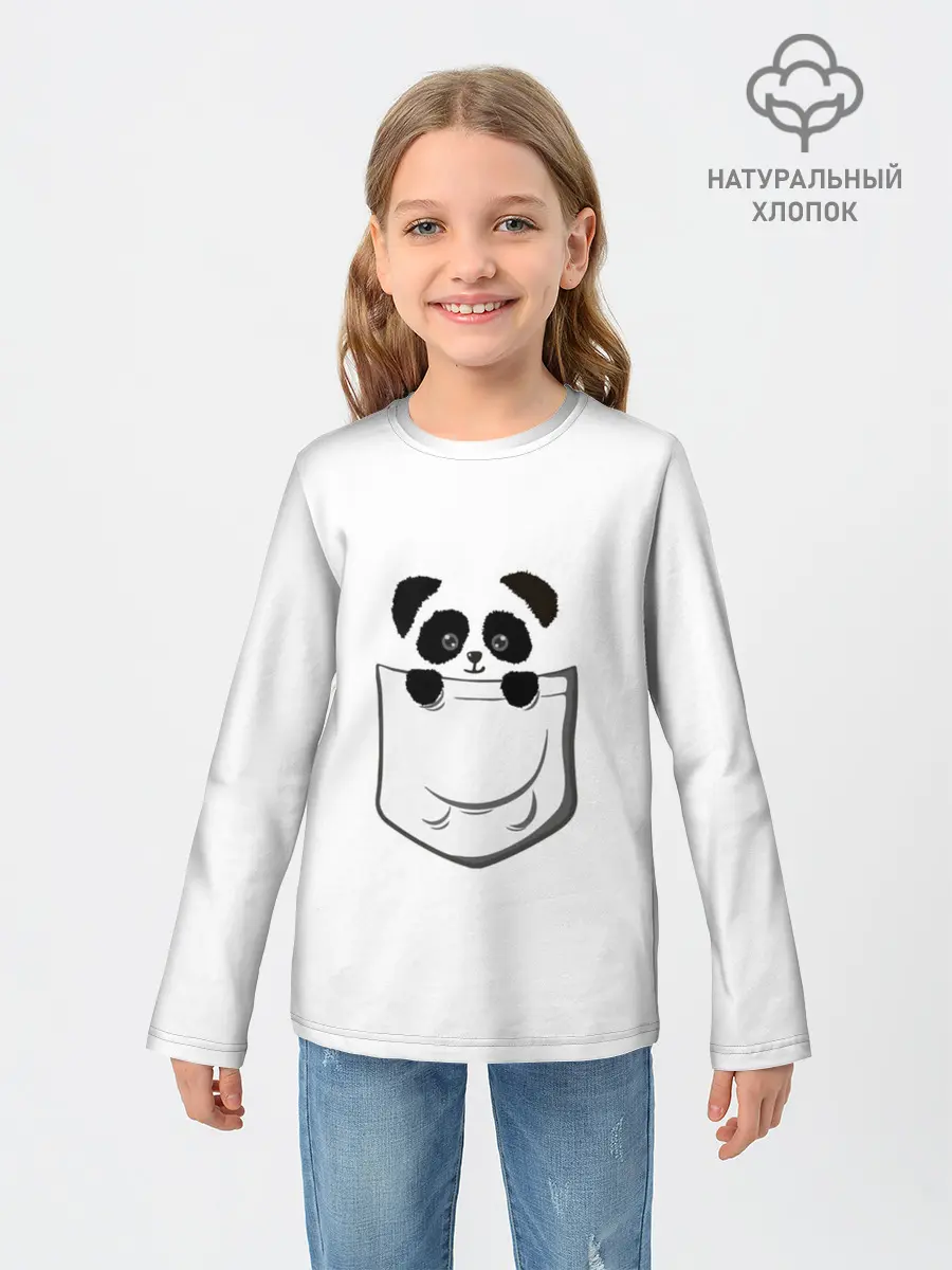 Детский лонгслив / Панда В Кармане