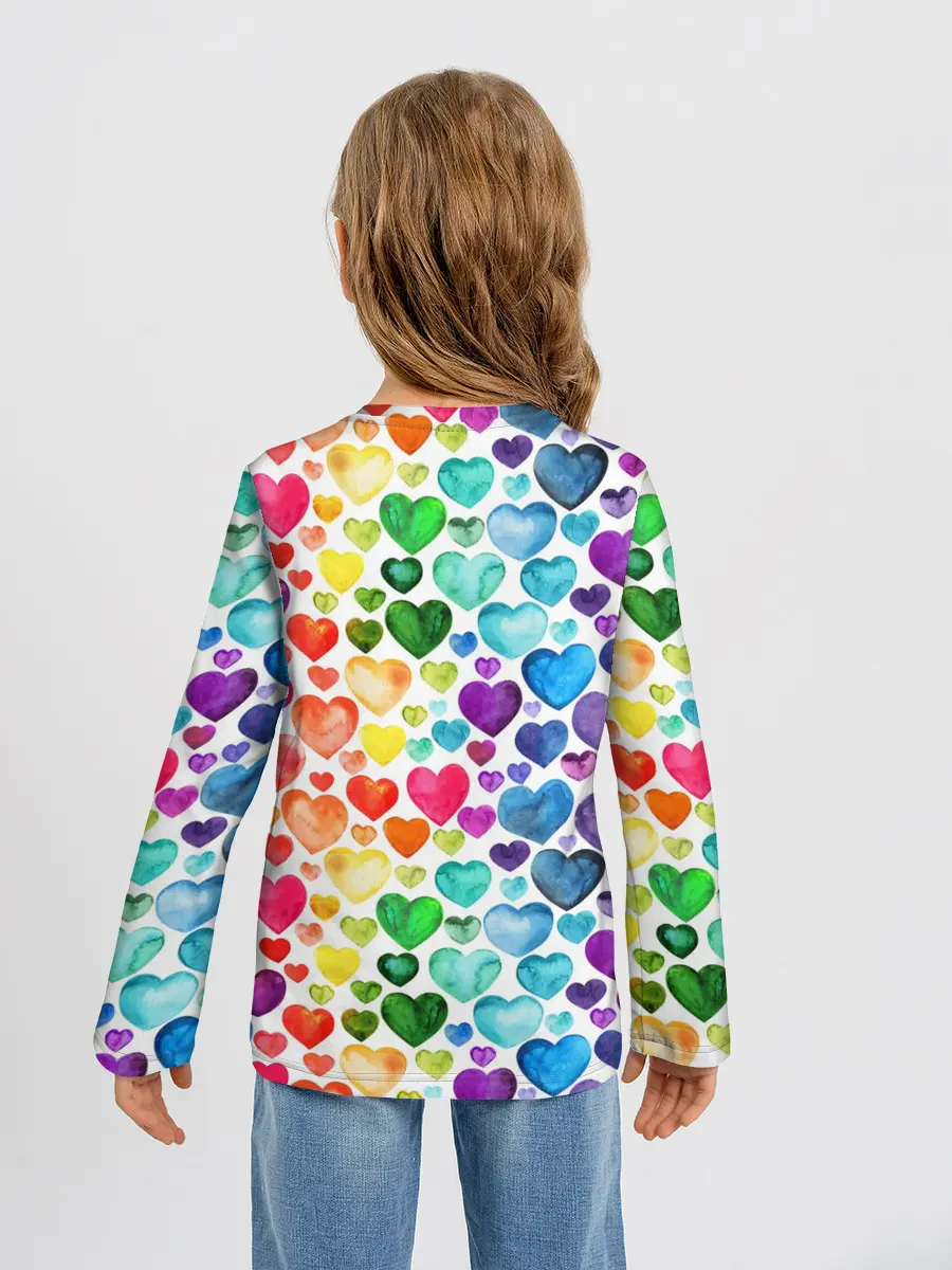 Детский лонгслив / Радужные сердечки