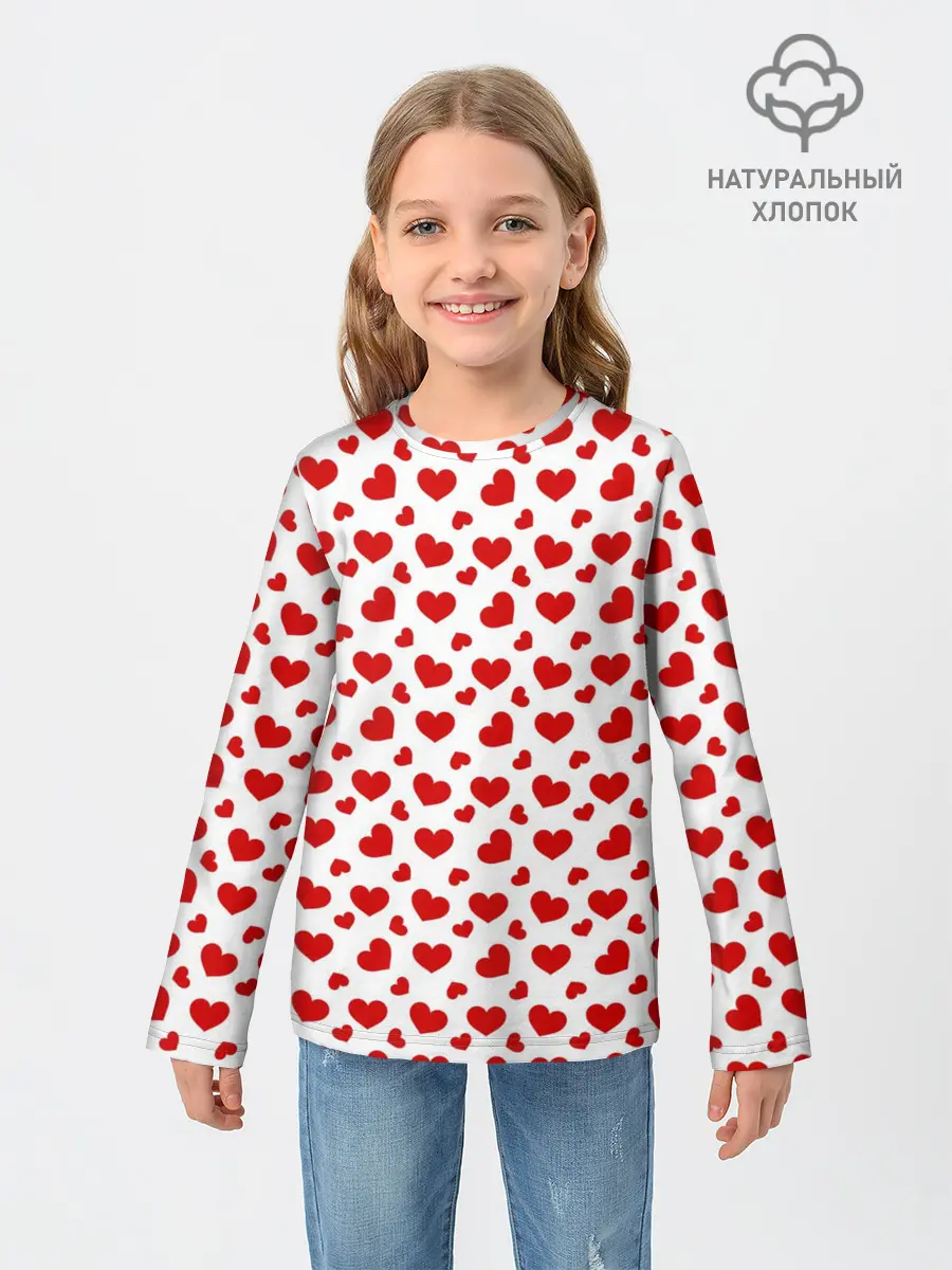 Детский лонгслив / Сердечки