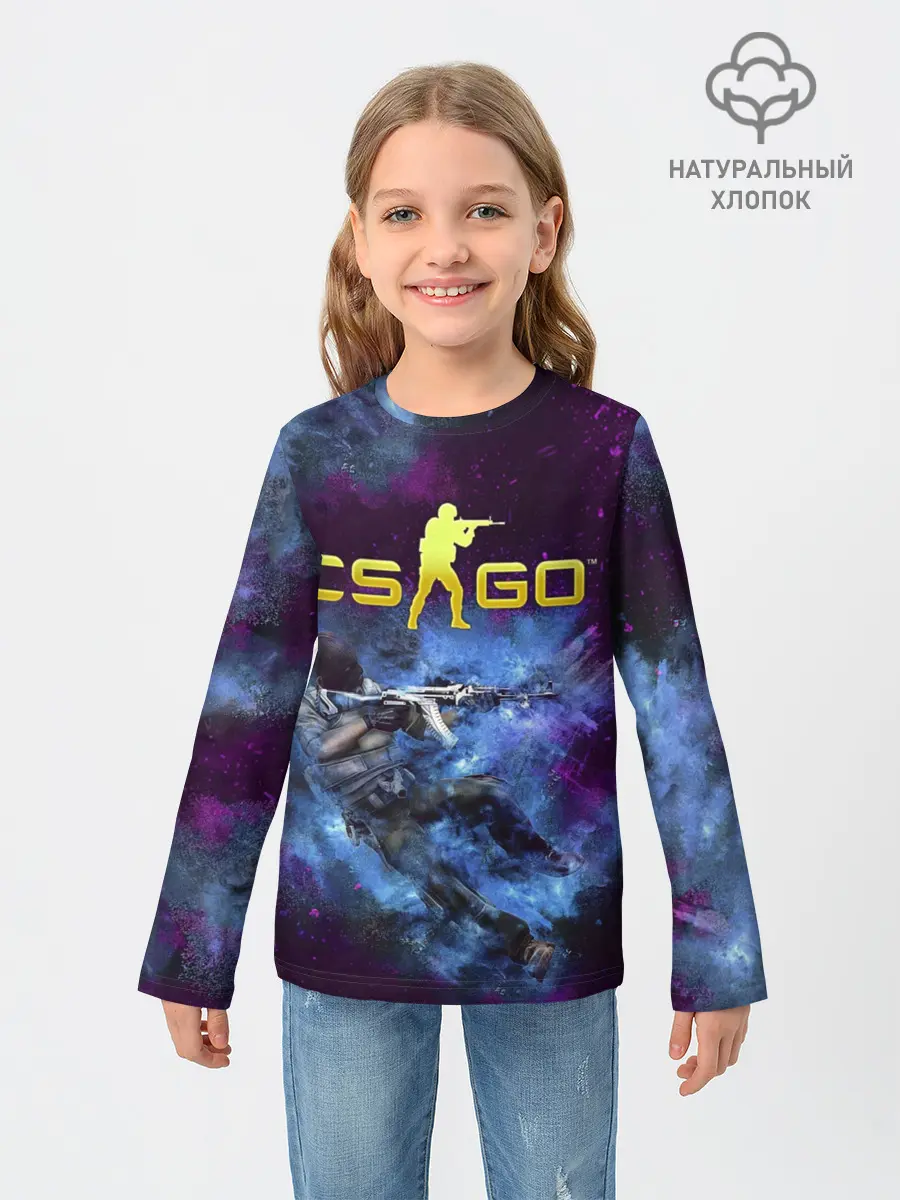 Детский лонгслив / CS GO Blue smoke