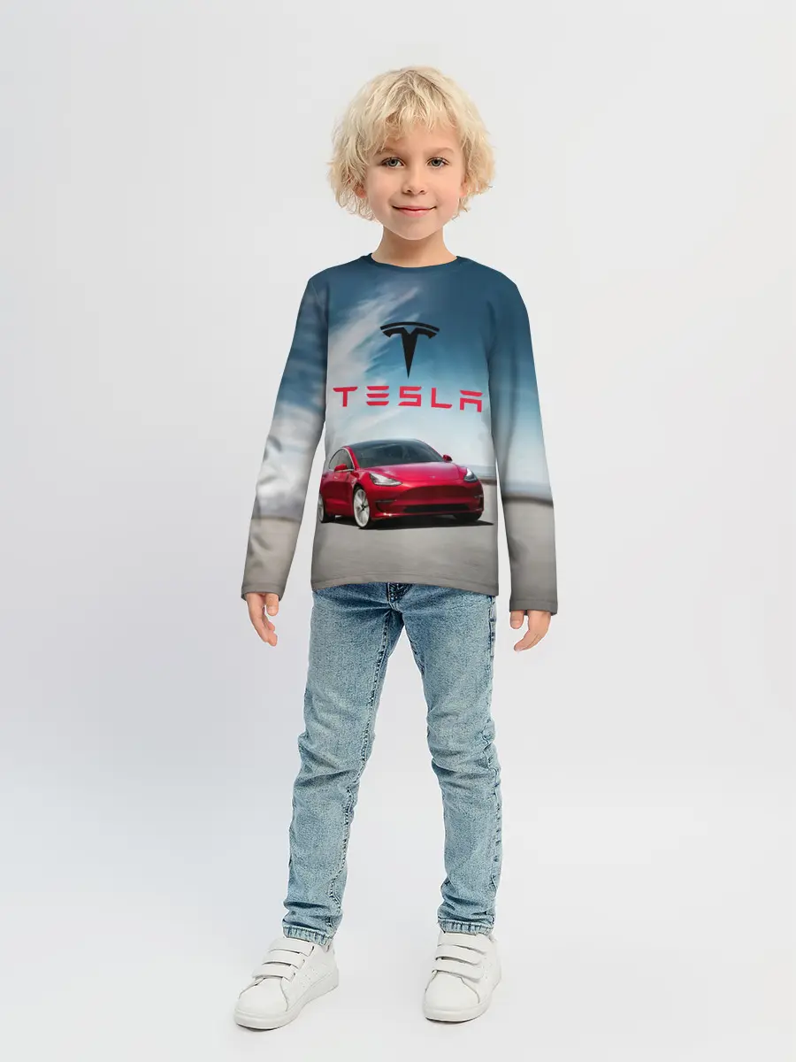 Детский лонгслив / Tesla Model 3