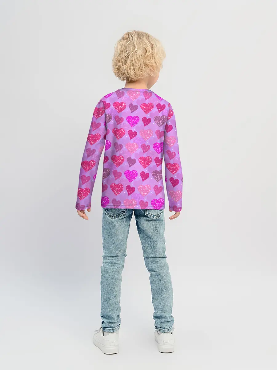 Детский лонгслив / Розовые сердечки
