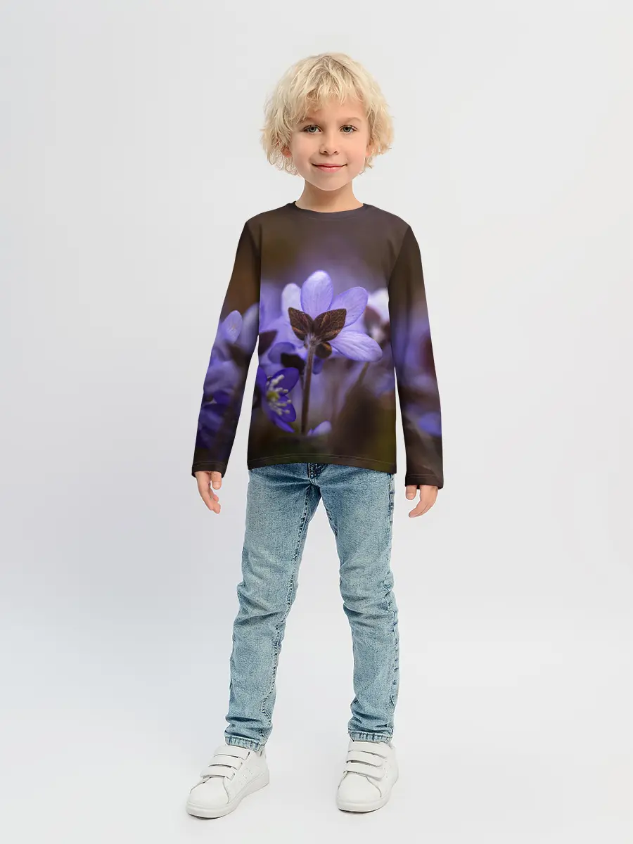 Детский лонгслив / хрупкий цветок фиалка