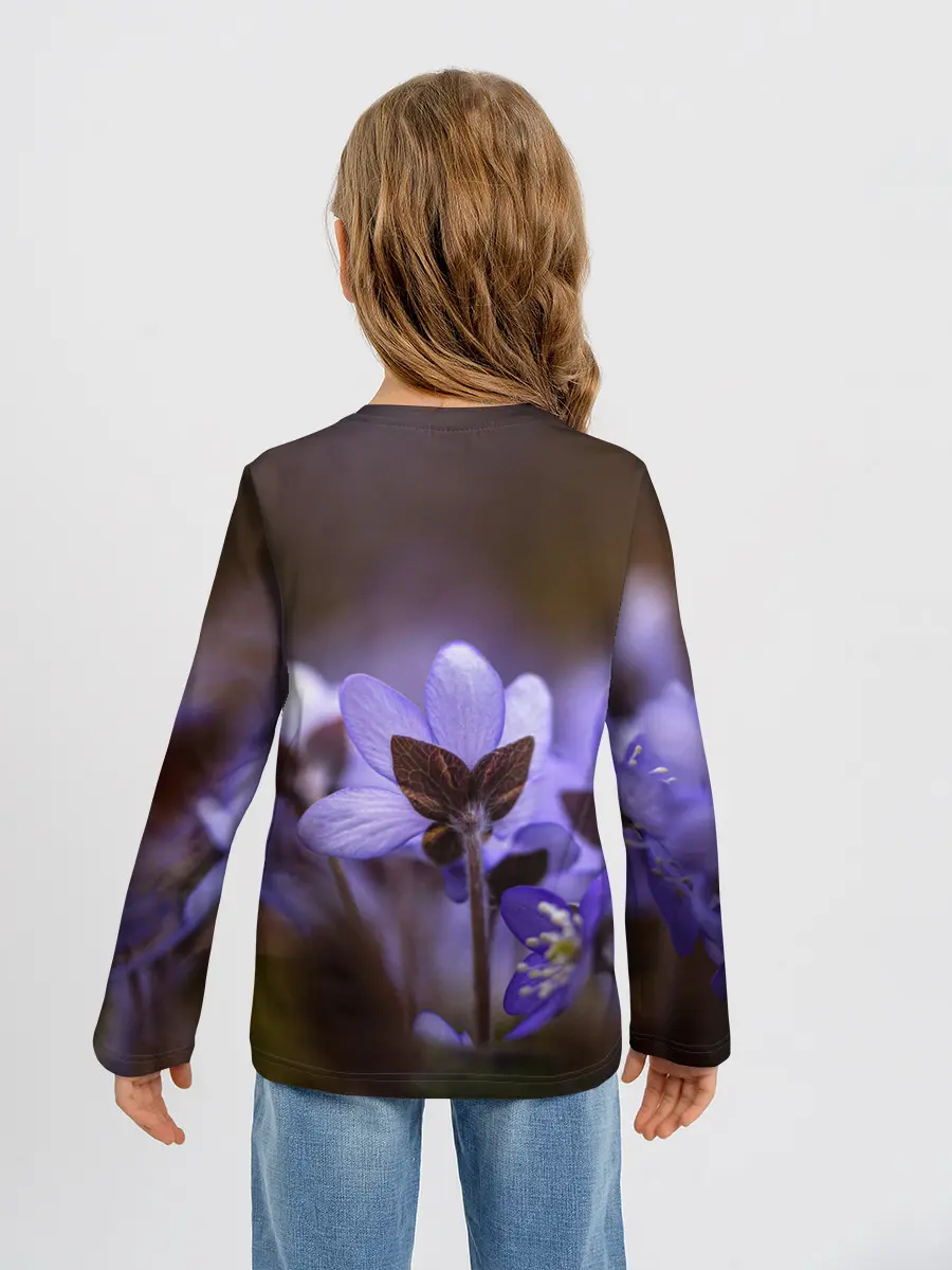 Детский лонгслив / хрупкий цветок фиалка