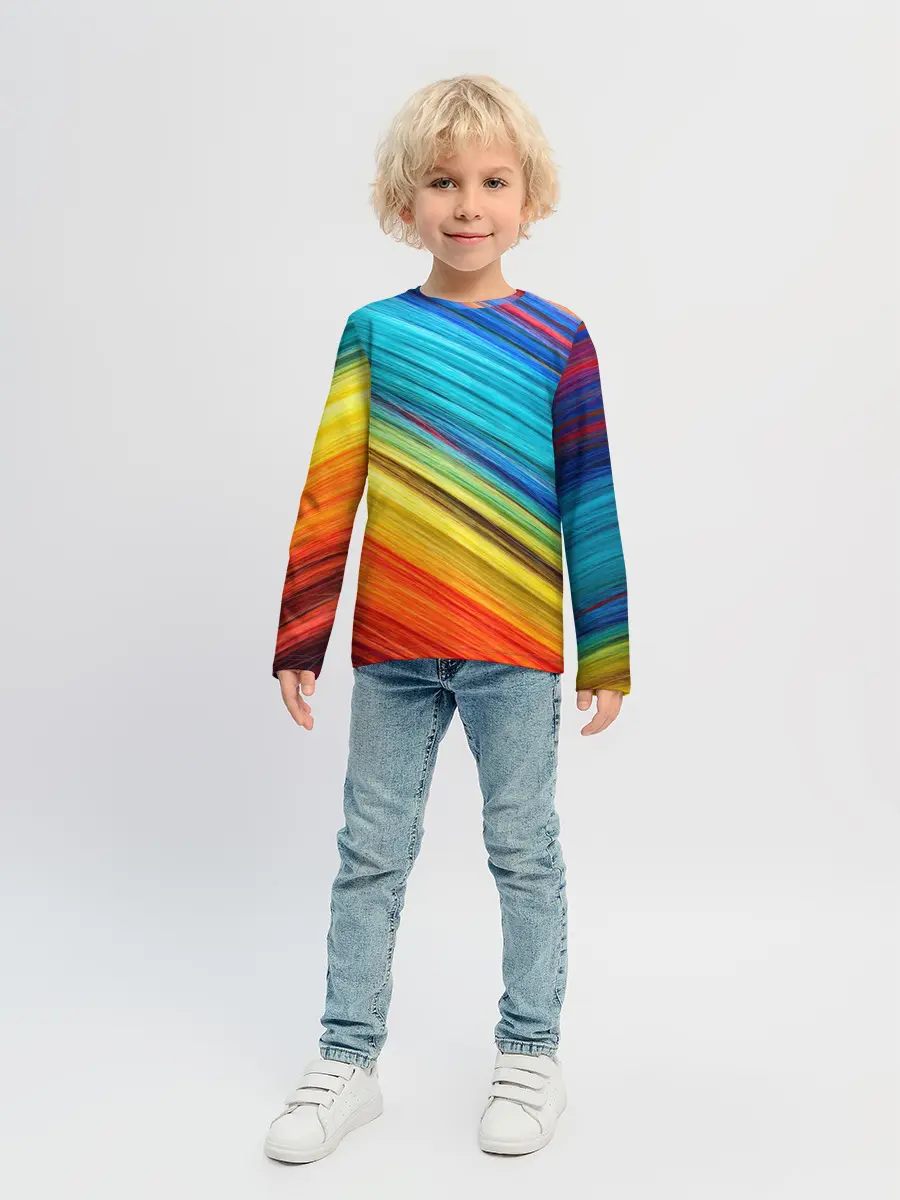 Детский лонгслив / цветной мех диагональ