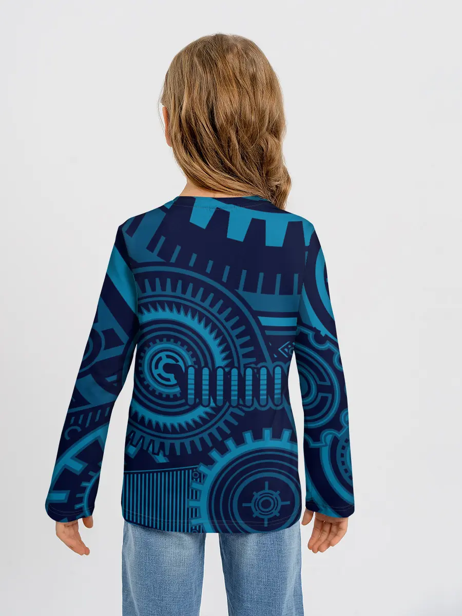 Детский лонгслив / Steampunk Mechanic Blue