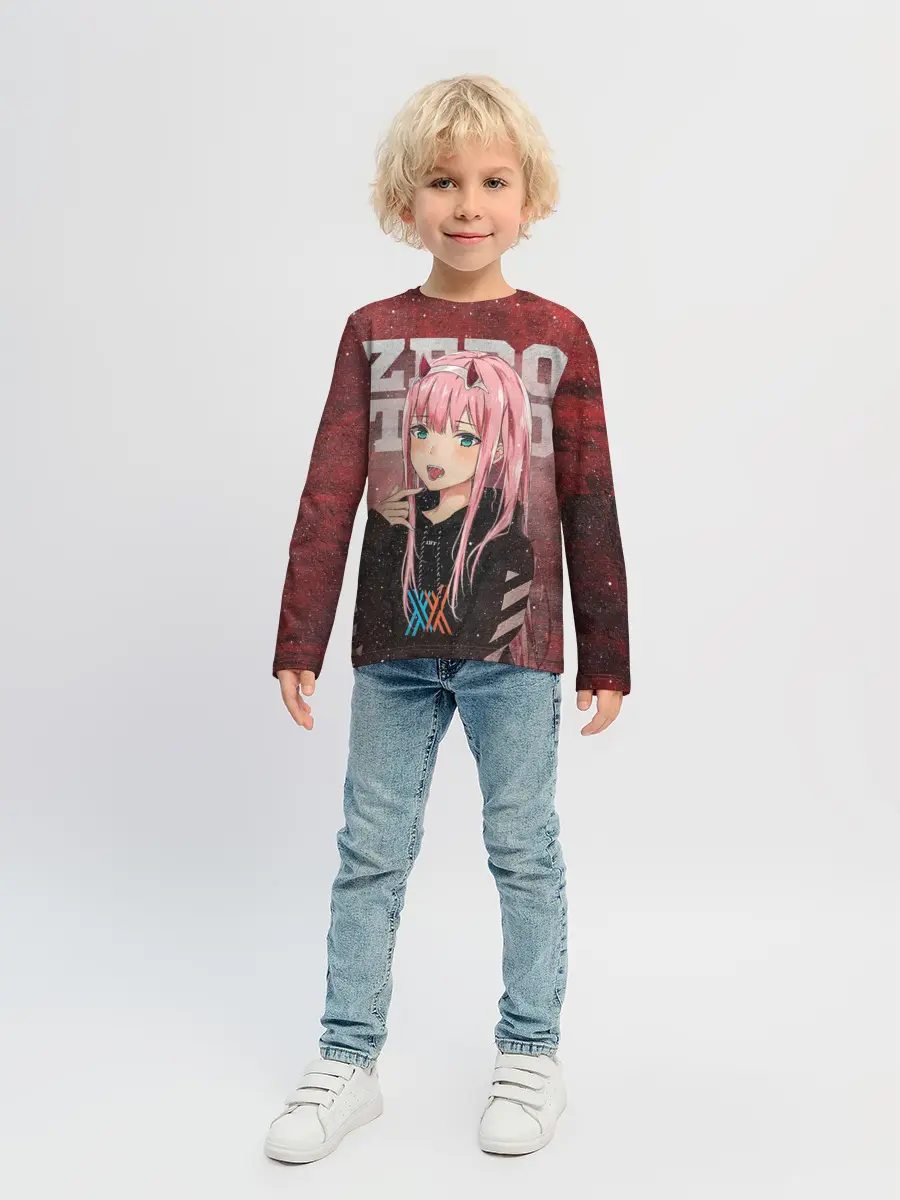 Детский лонгслив / Zero Two в толстовке