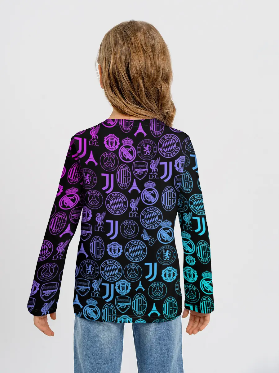 Детский лонгслив / ЛОГО ФУТБОЛЬНЫХ КОМАНД НЕОН