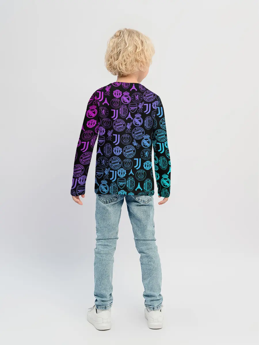 Детский лонгслив / ЛОГО ФУТБОЛЬНЫХ КОМАНД НЕОН