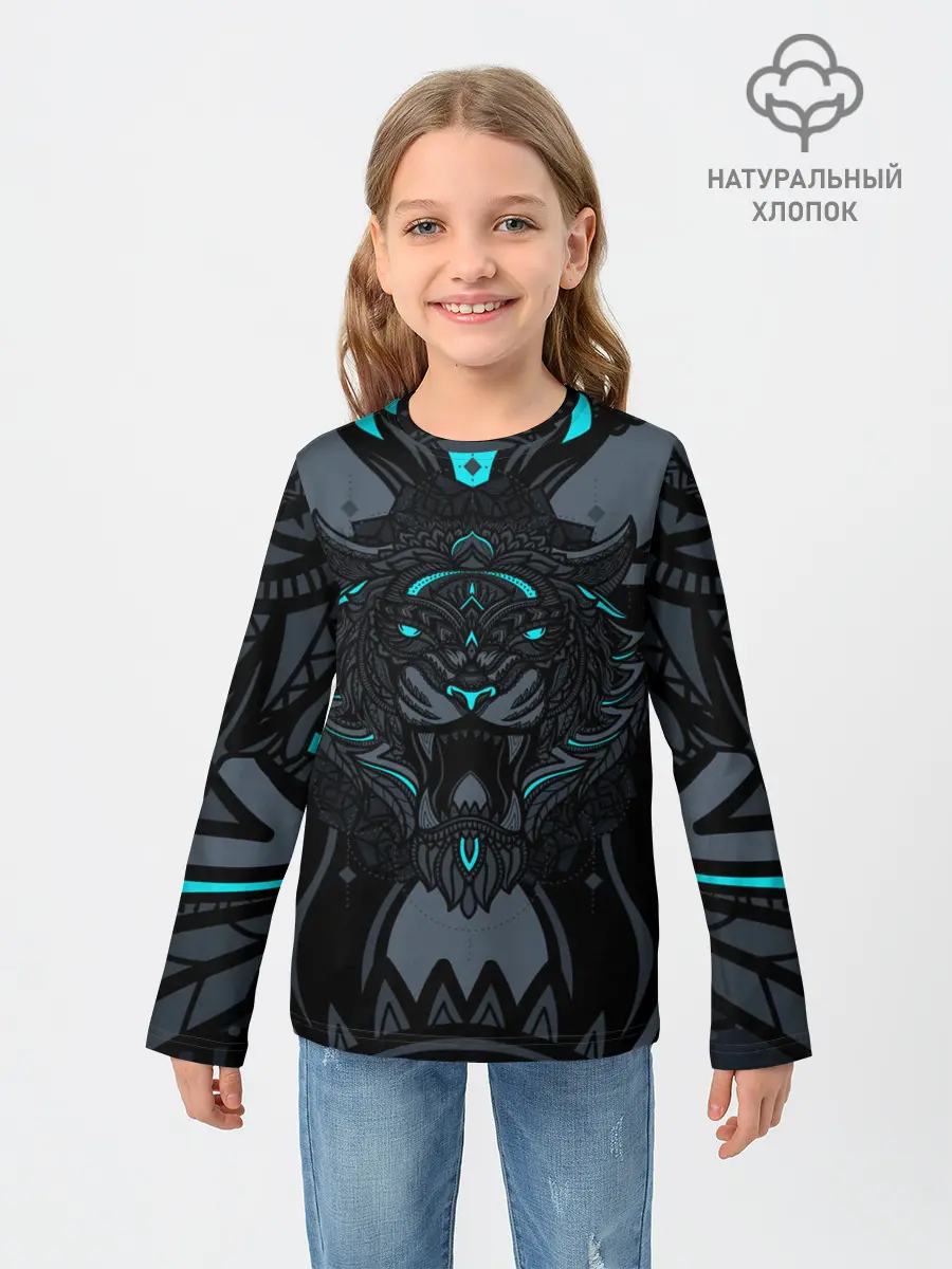 Детский лонгслив / Рисунок тигр