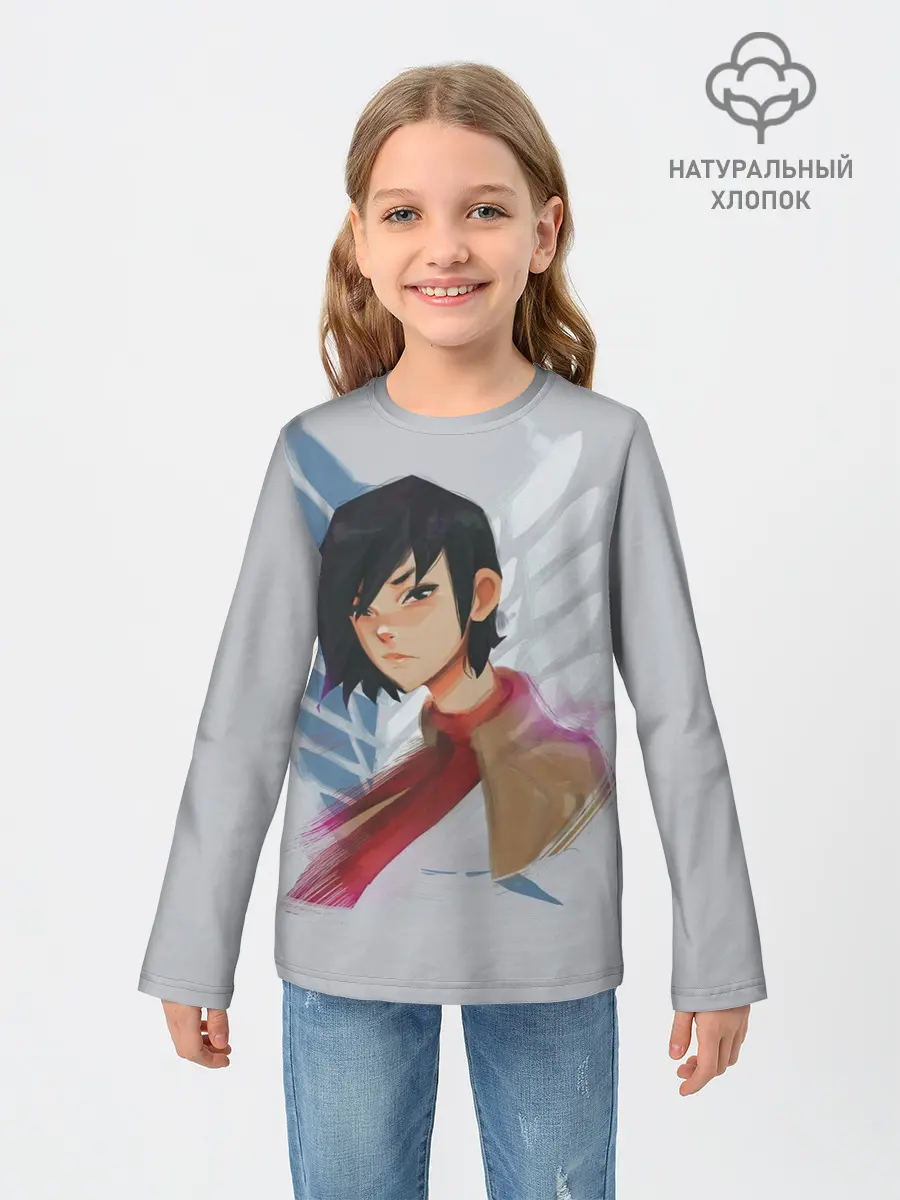 Детский лонгслив / Logo and Mikasa