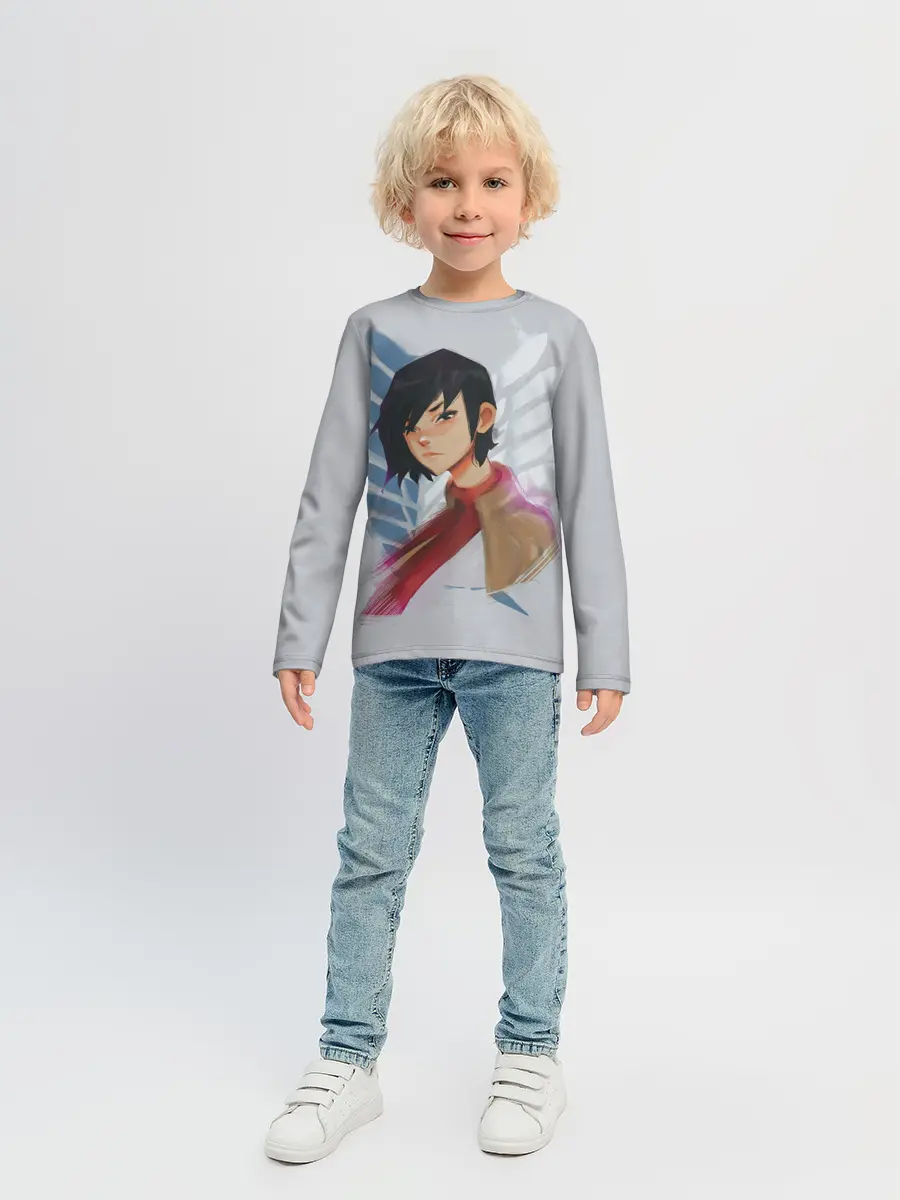 Детский лонгслив / Logo and Mikasa