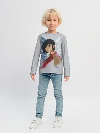 Детский лонгслив / Logo and Mikasa