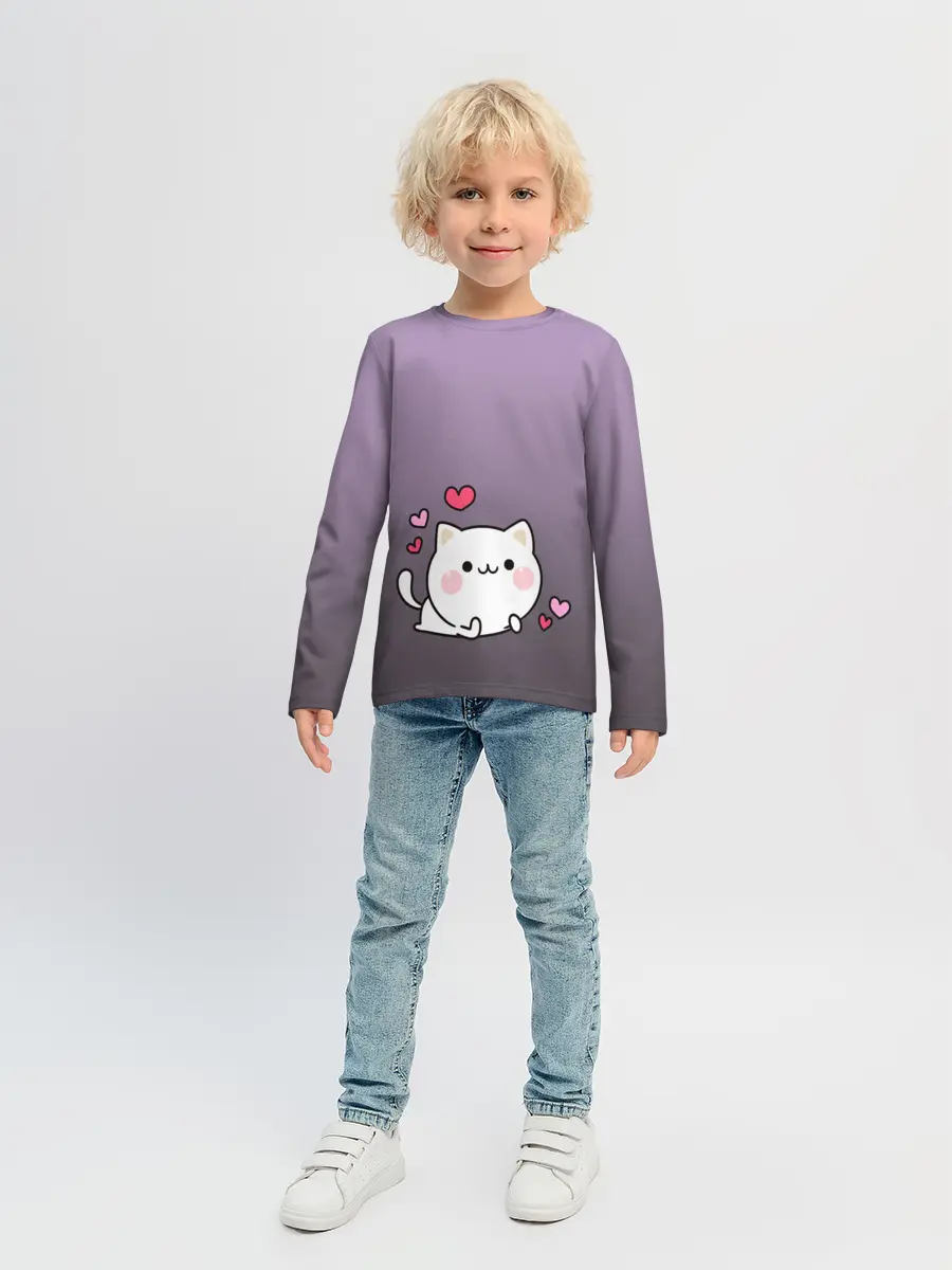 Детский лонгслив / влюбленный котенок