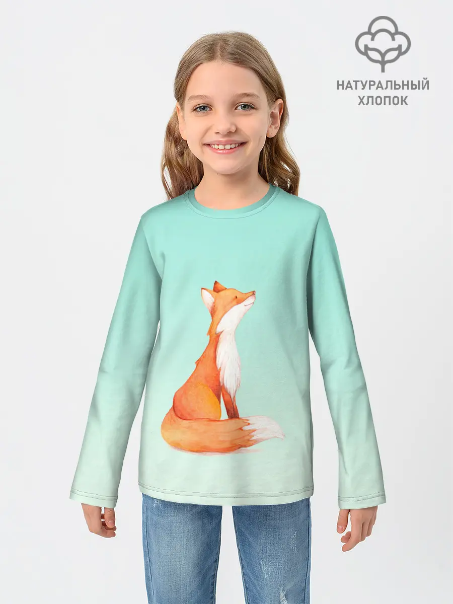 Детский лонгслив / нарисованный лисенок