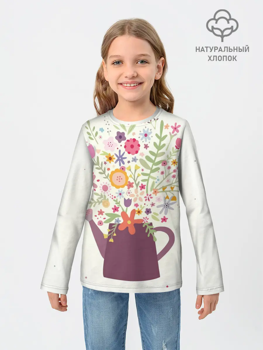 Детский лонгслив / Цветы в чайнике