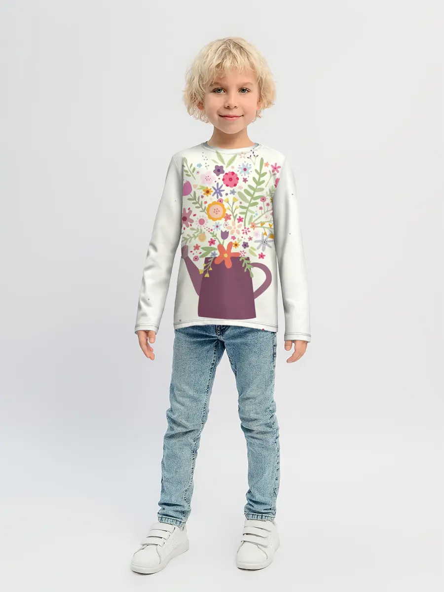 Детский лонгслив / Цветы в чайнике