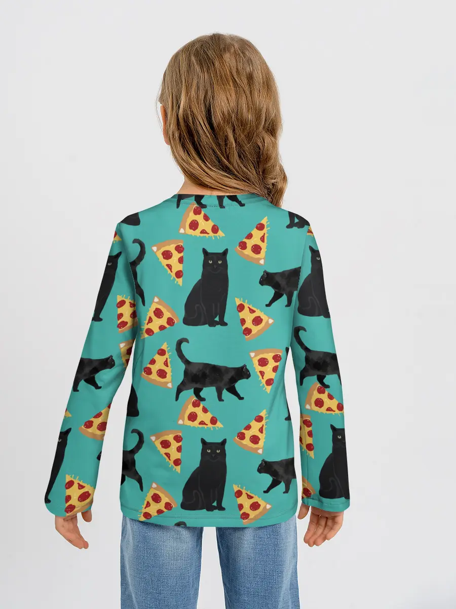Детский лонгслив / Котики и Пиццы