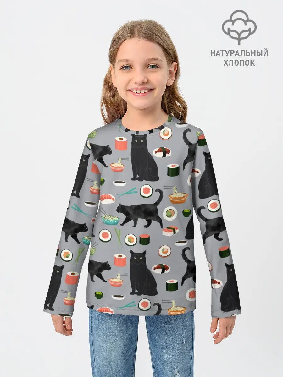 Детский лонгслив / Котики и Суши
