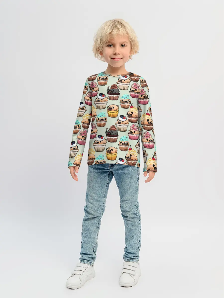 Детский лонгслив / Мопсы - Кексики