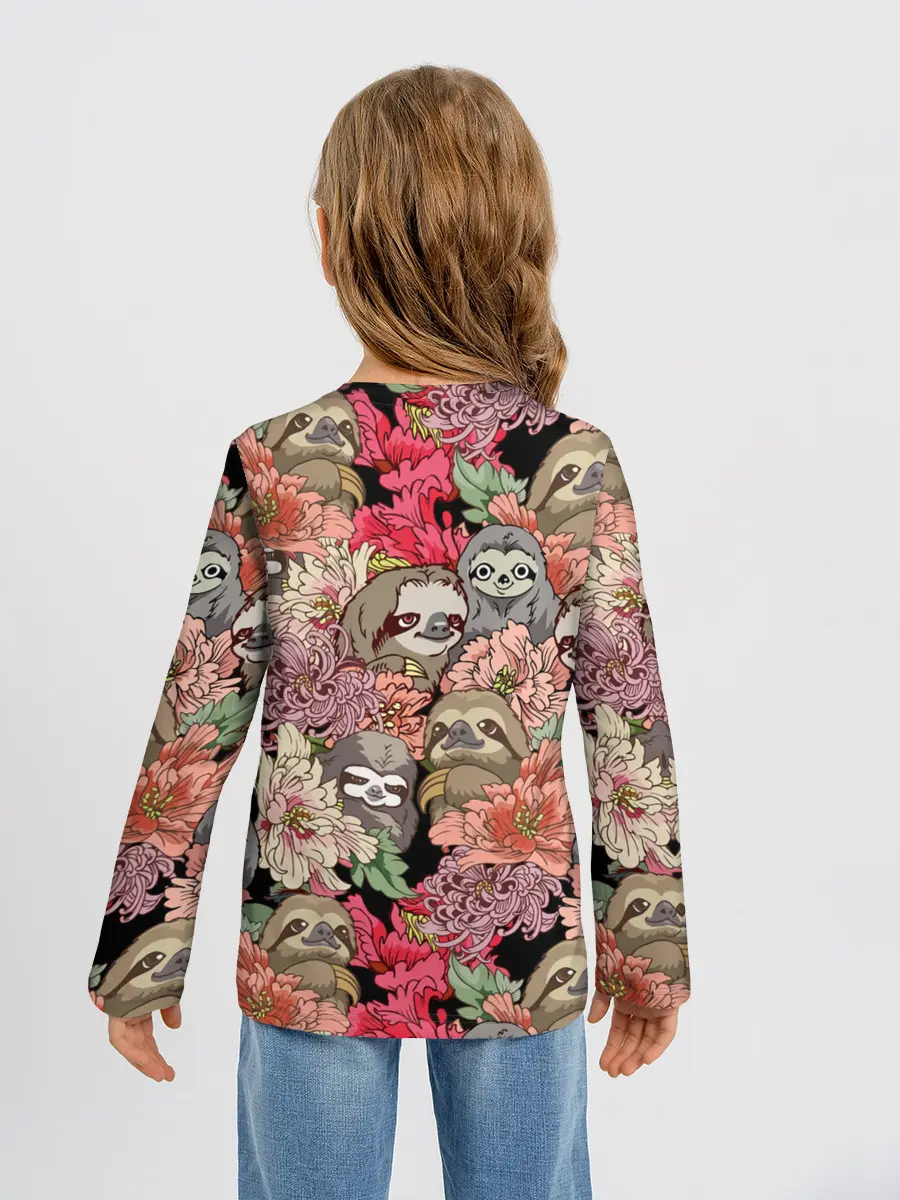 Детский лонгслив / Ленивец & Цветочки