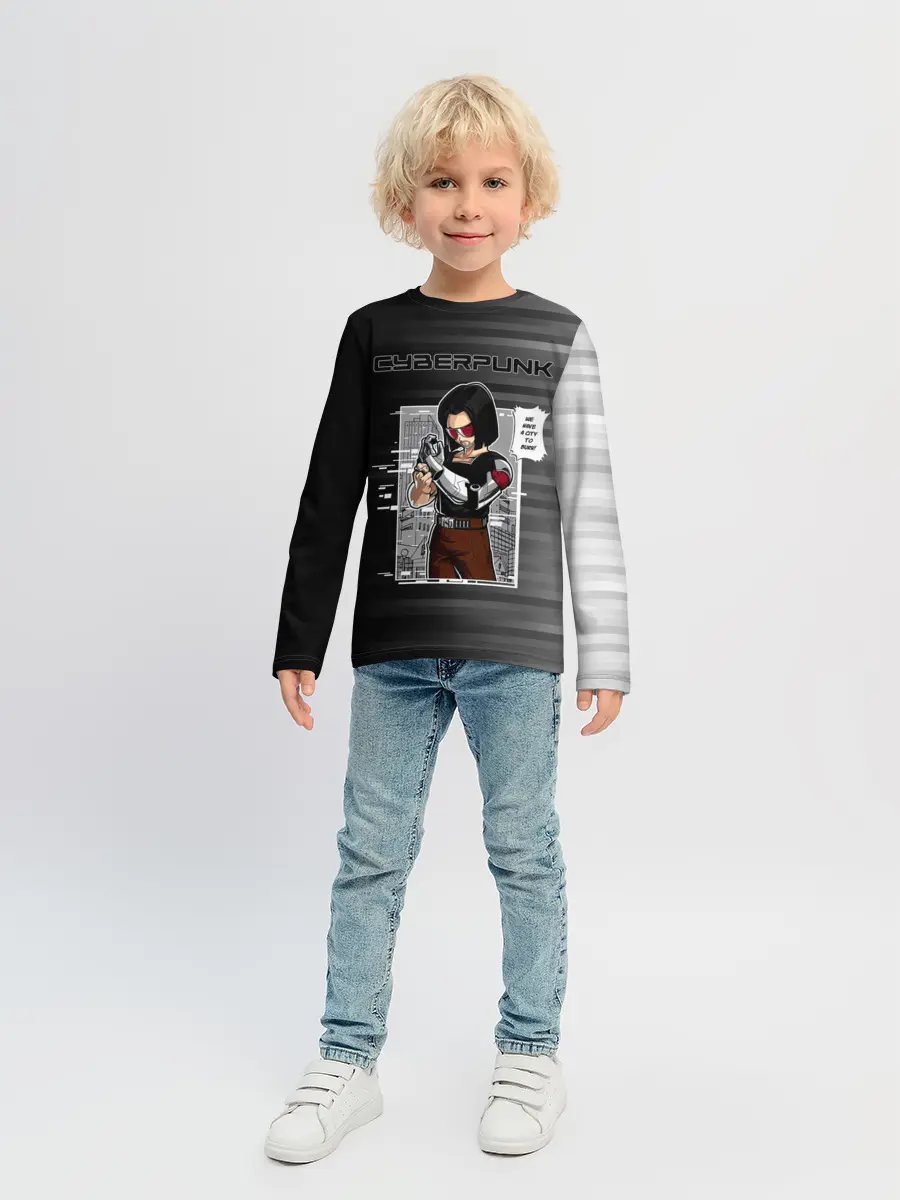 Детский лонгслив / Cyberpunk 2077 WE HAVE A CITY TO BURN!
