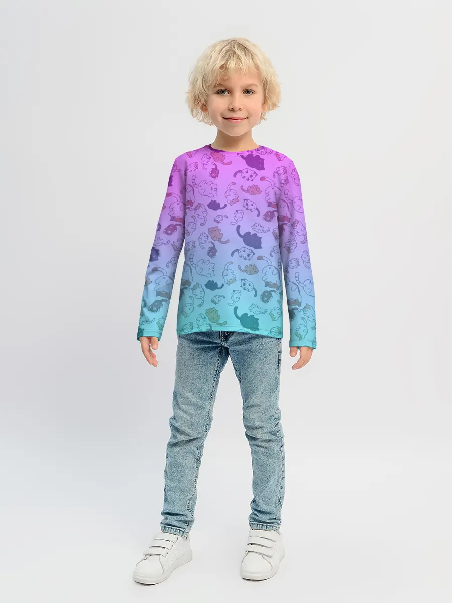 Детский лонгслив / Котики в полете
