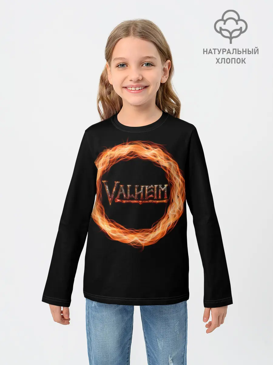 Детский лонгслив / Valheim - огненный круг