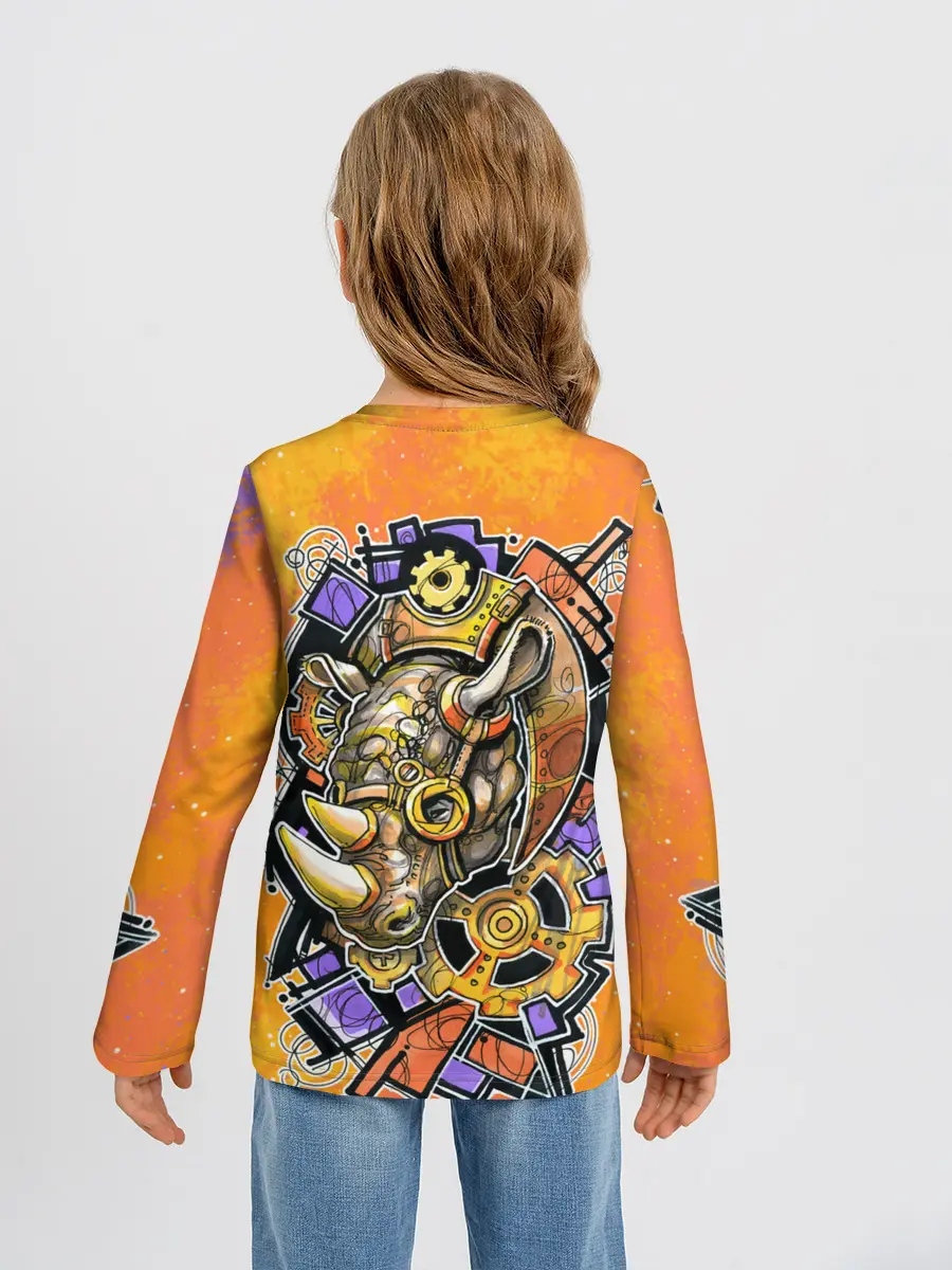 Детский лонгслив / Стимпанк Носорог - Rhino