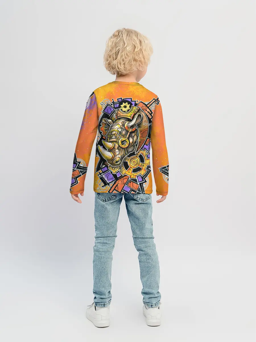 Детский лонгслив / Стимпанк Носорог - Rhino