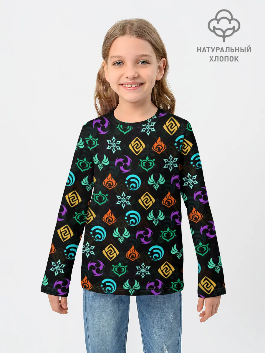 Детский лонгслив / GENSHIN IMPACT ЭМБЛЕМЫ / ГЕНШИН ИМПАКТ
