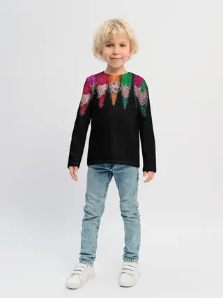 Детский лонгслив / карандаши на черном фоне