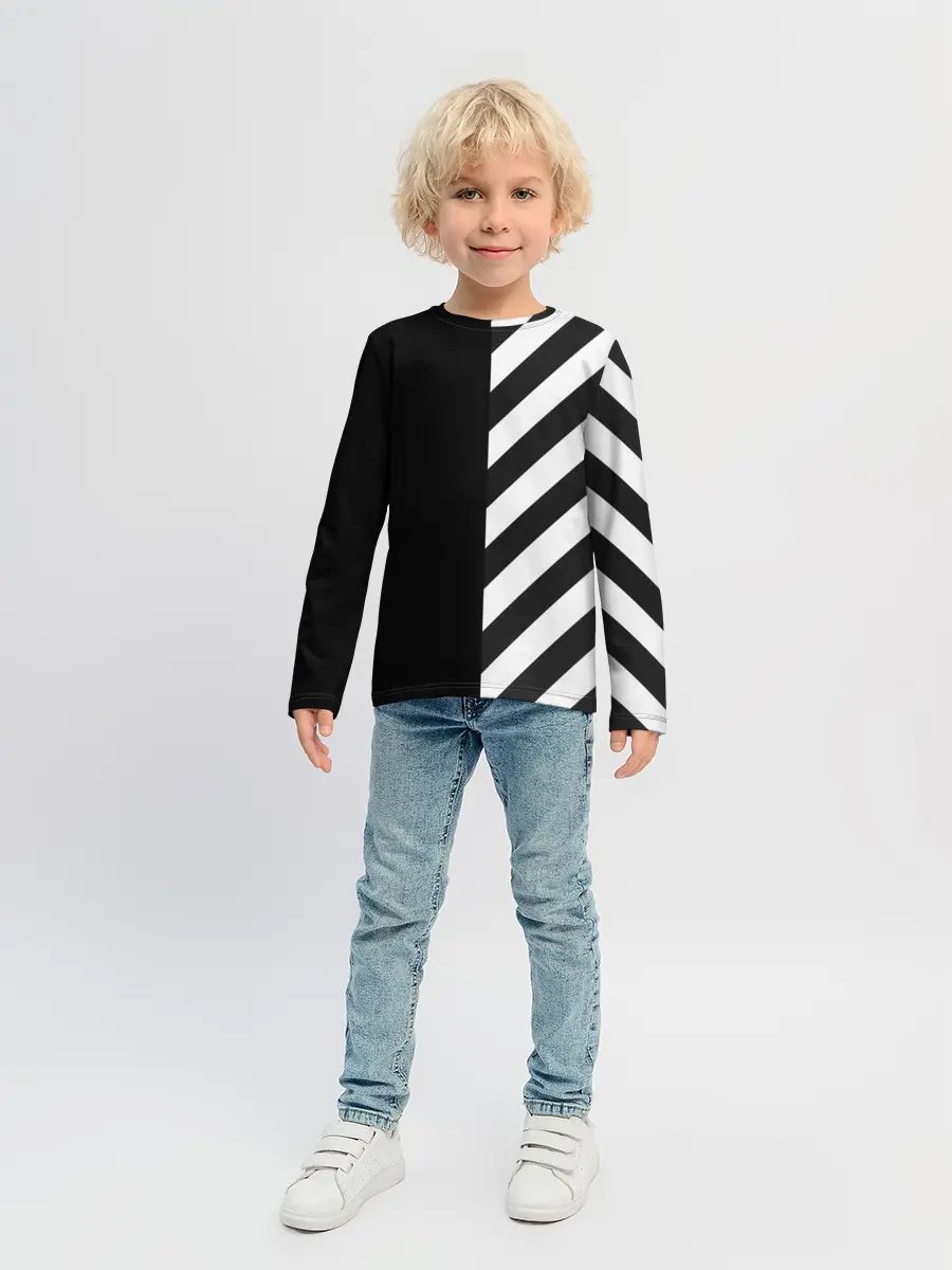 Детский лонгслив / Черно-Белые Полосы