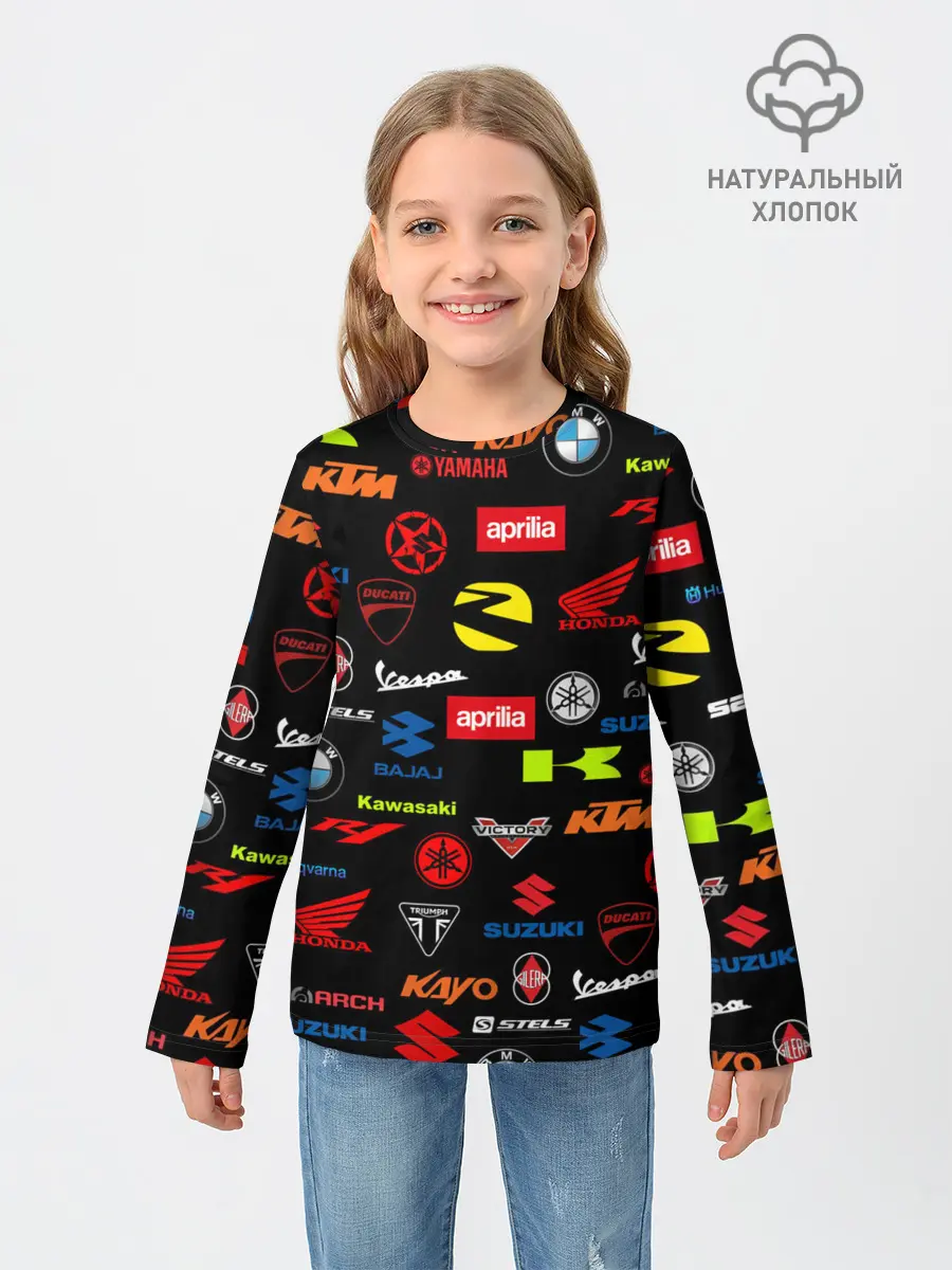 Детский лонгслив / Motorcycle pattern | Мото паттерн