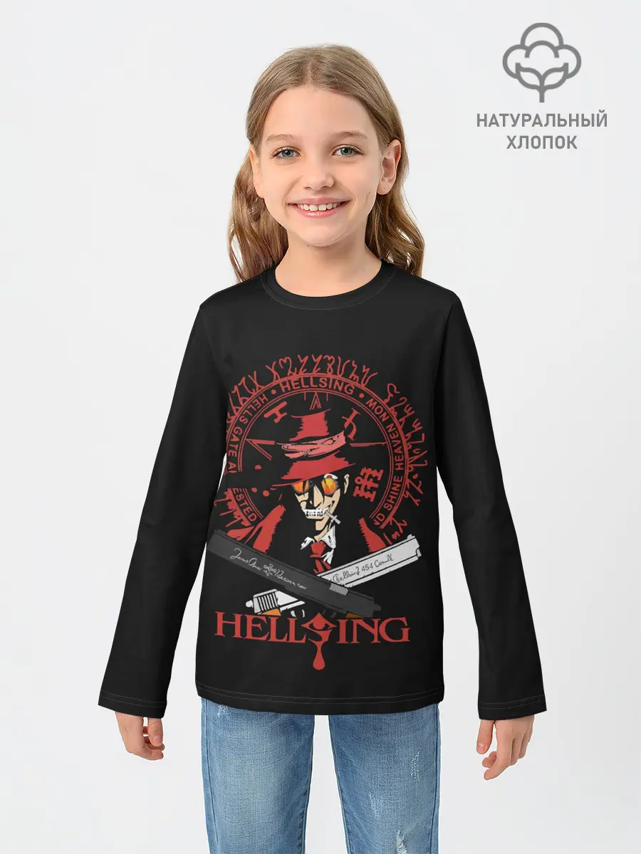 Детский лонгслив / Alucard на черном фоне