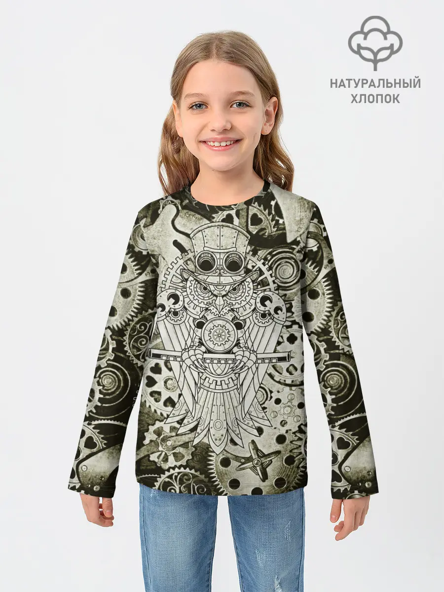 Детский лонгслив / Стимпанк Сова