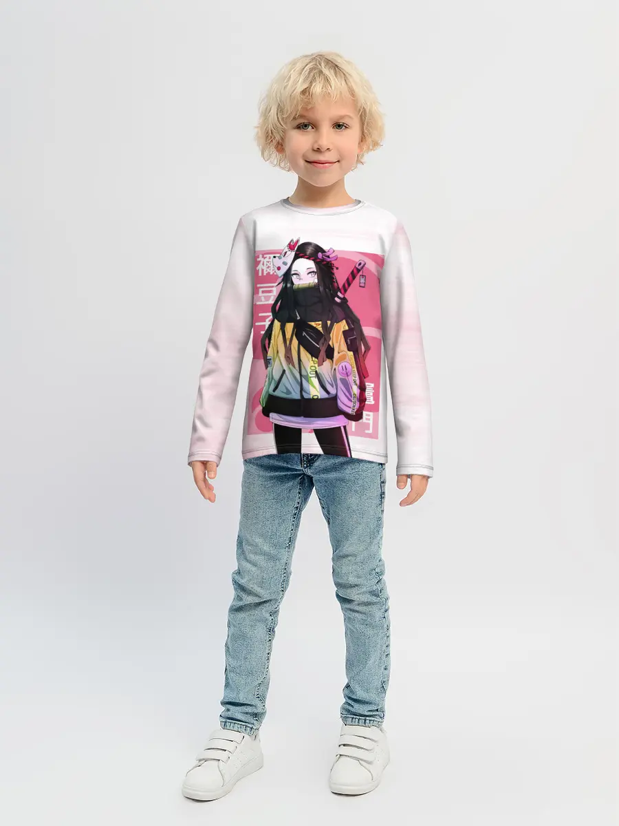 Детский лонгслив / Kimetsu no yaiba розовое