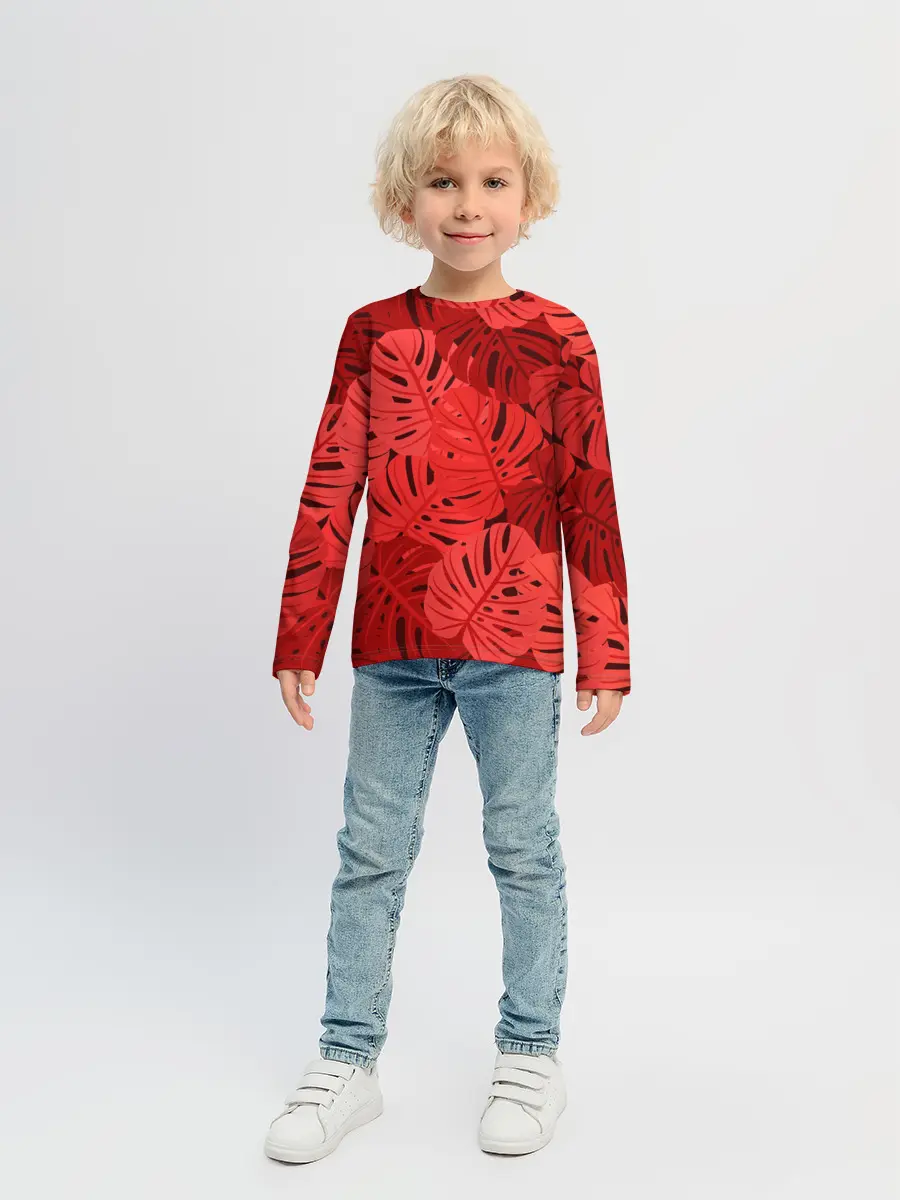 Детский лонгслив / Тропические листья Монстера