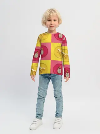 Детский лонгслив / фрукты шахматы