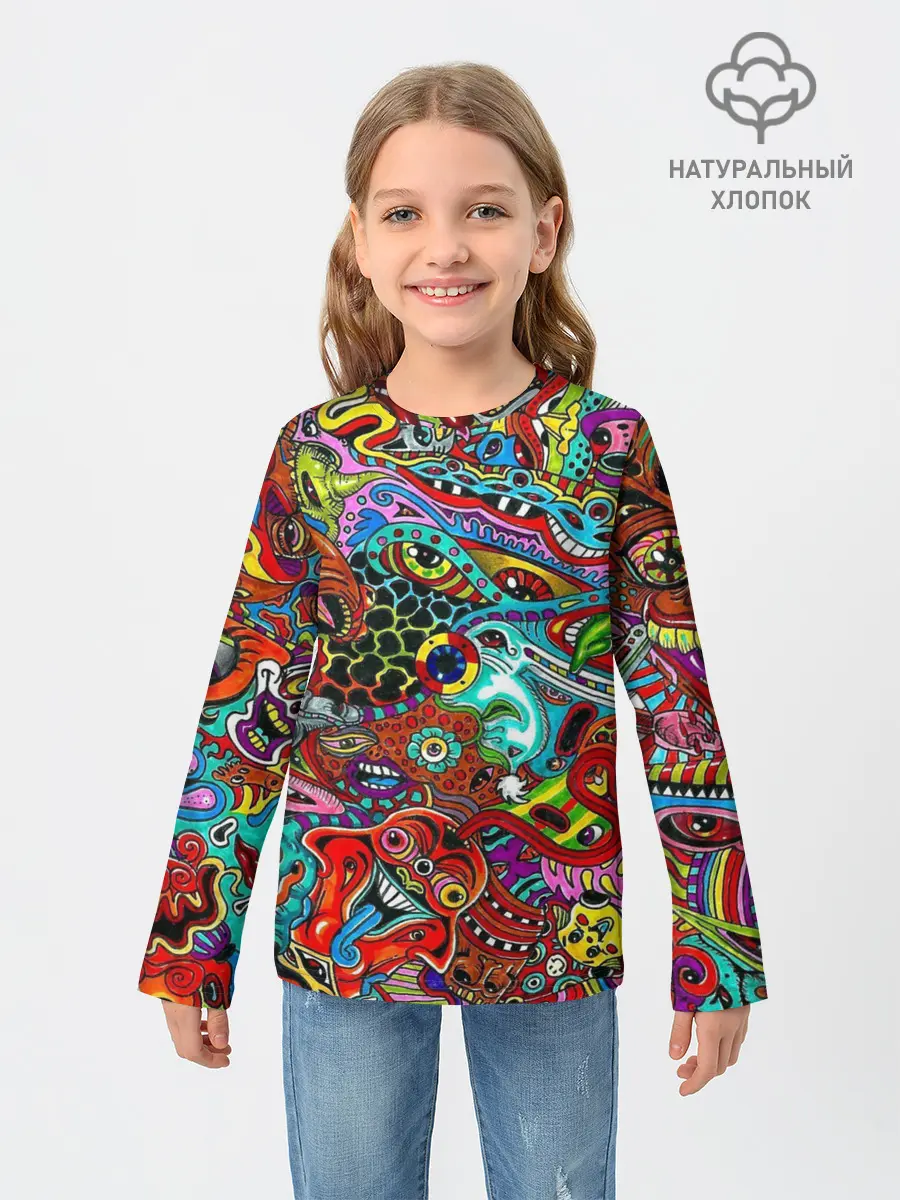 Детский лонгслив / яркая абстракция