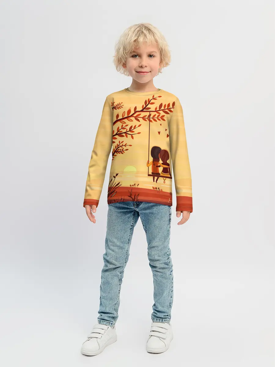 Детский лонгслив / Романтика. Пара на качелях